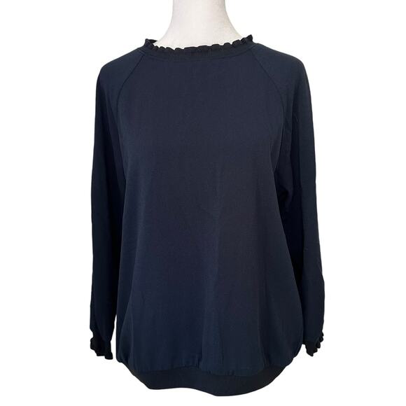 Tibi navy blue long sleeve crepe top size XS NWT - Picture 1 of 11